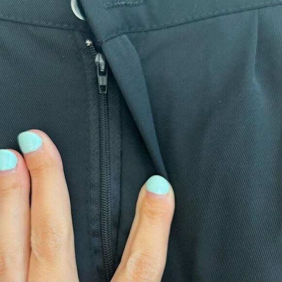 Black High Rise Elastic Back Straight Leg Boutique Trouser Pant Medium - Picture 5 of 8